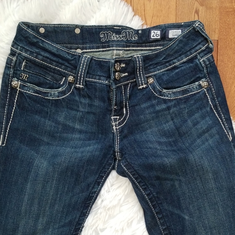 Miss Me Blue Wash Bling Pocket Skinny Jean - Picture 4 of 8